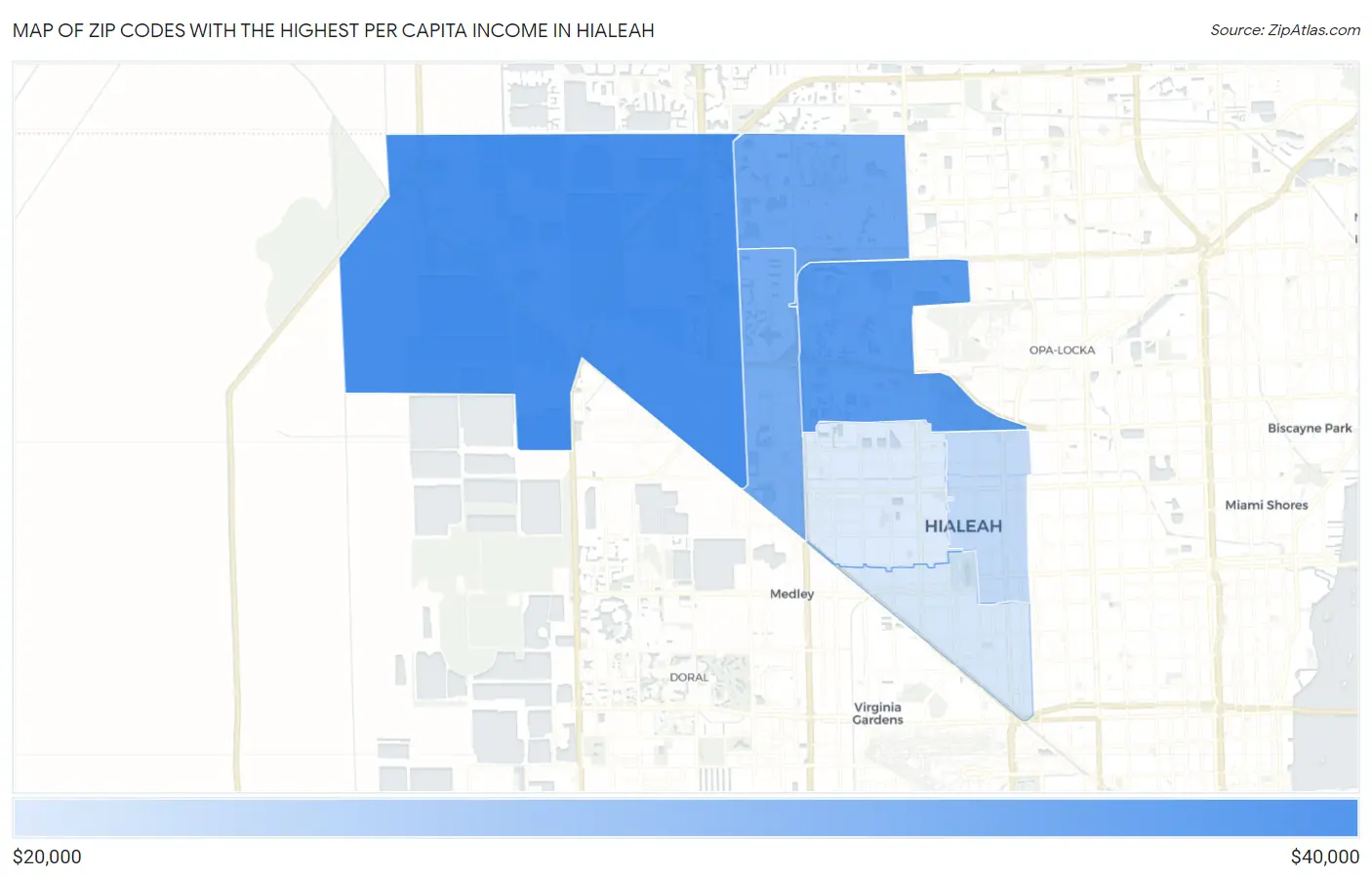 Zip Codes with the Highest Per Capita Income in Hialeah Map