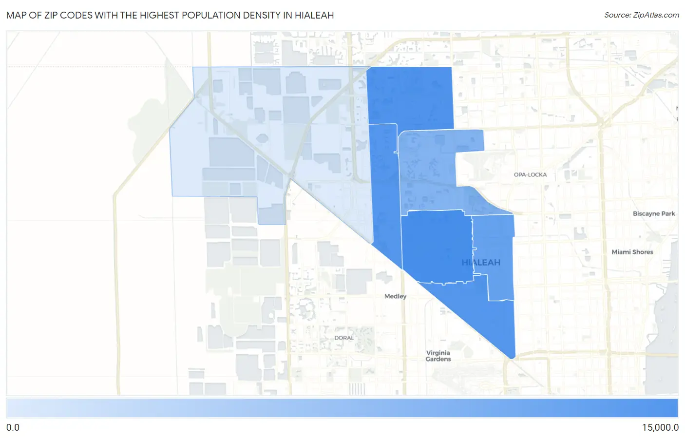 Zip Codes with the Highest Population Density in Hialeah Map