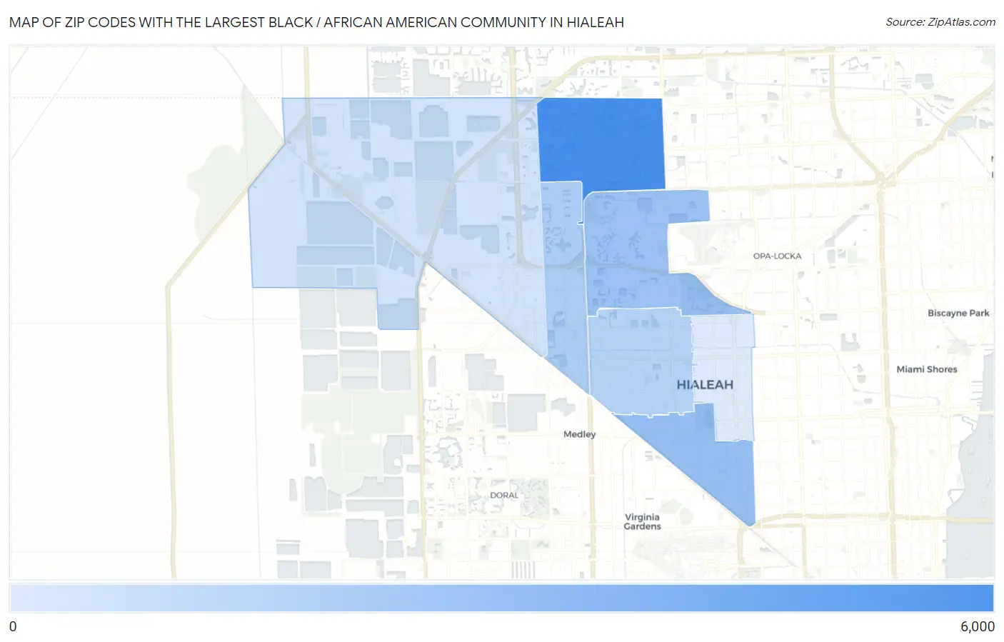 Zip Codes with the Largest Black / African American Community in Hialeah Map