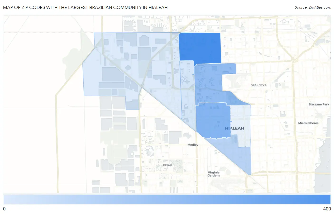 Zip Codes with the Largest Brazilian Community in Hialeah Map