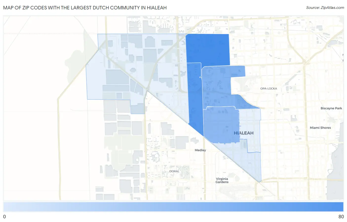 Zip Codes with the Largest Dutch Community in Hialeah Map