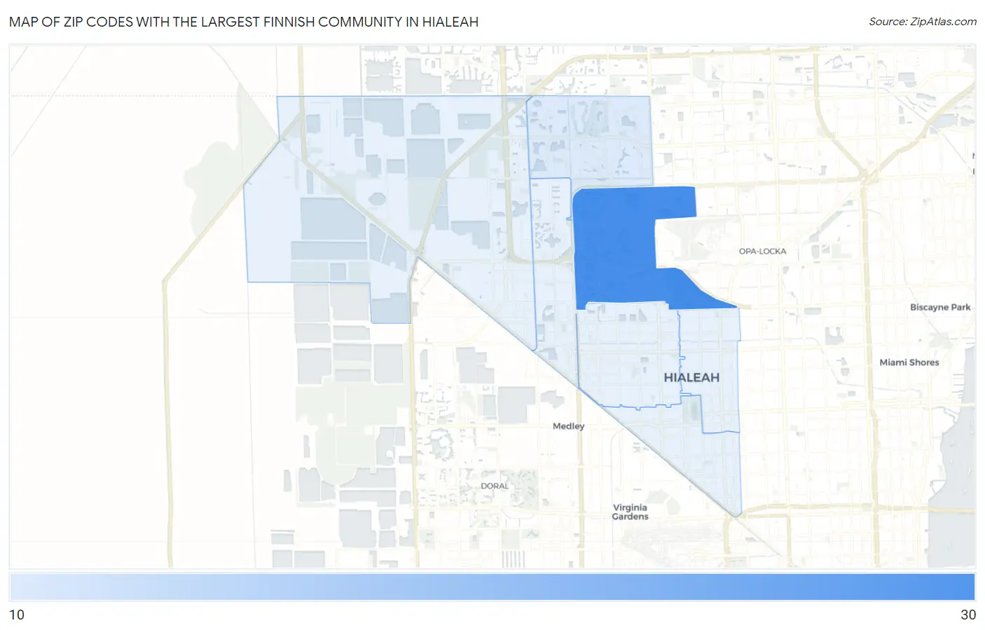 Zip Codes with the Largest Finnish Community in Hialeah Map