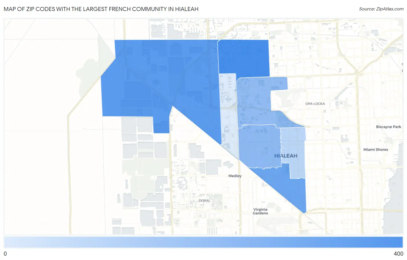 Zip Codes with the Largest French Community in Hialeah Map
