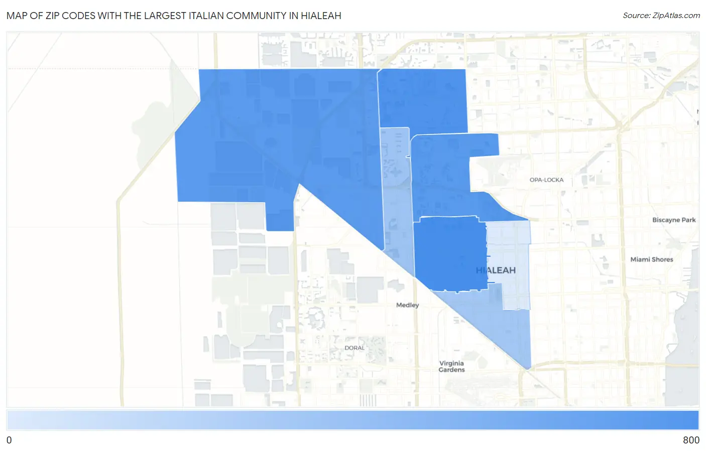 Zip Codes with the Largest Italian Community in Hialeah Map