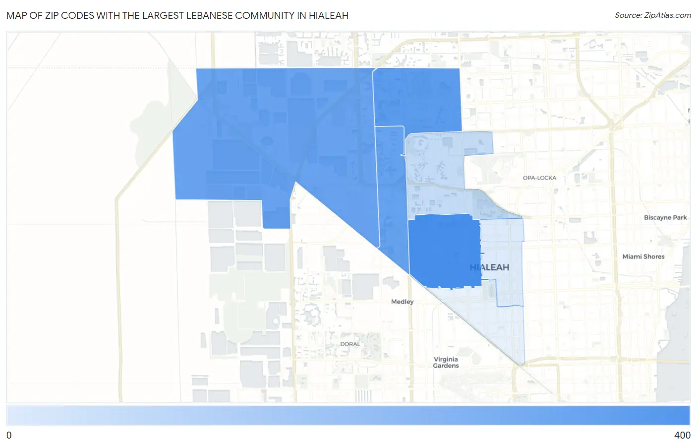Zip Codes with the Largest Lebanese Community in Hialeah Map