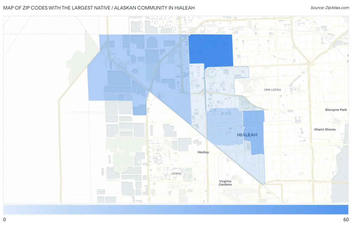 Zip Codes with the Largest Native / Alaskan Community in Hialeah Map