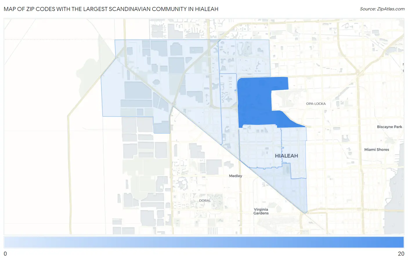 Zip Codes with the Largest Scandinavian Community in Hialeah Map
