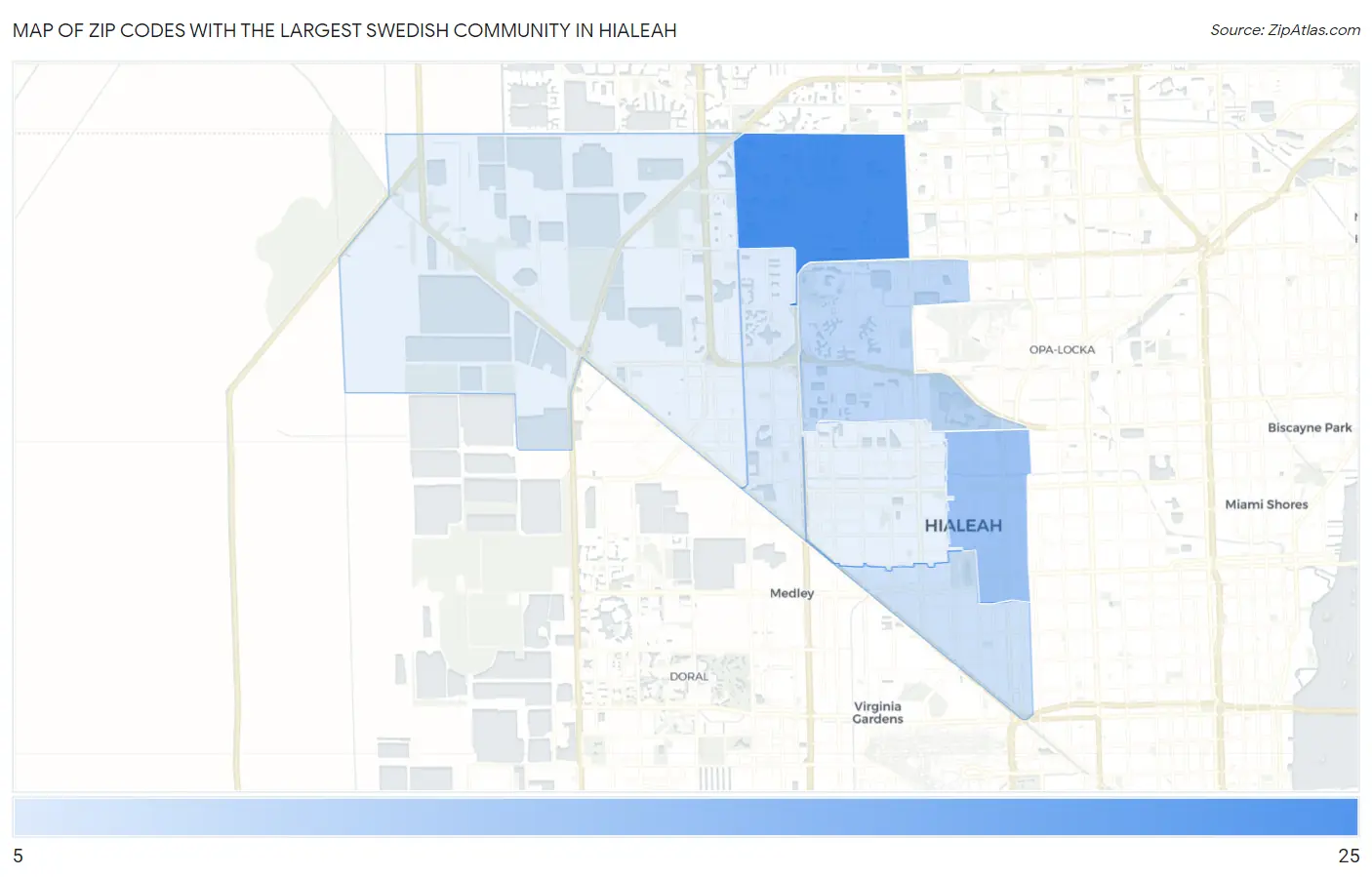 Zip Codes with the Largest Swedish Community in Hialeah Map