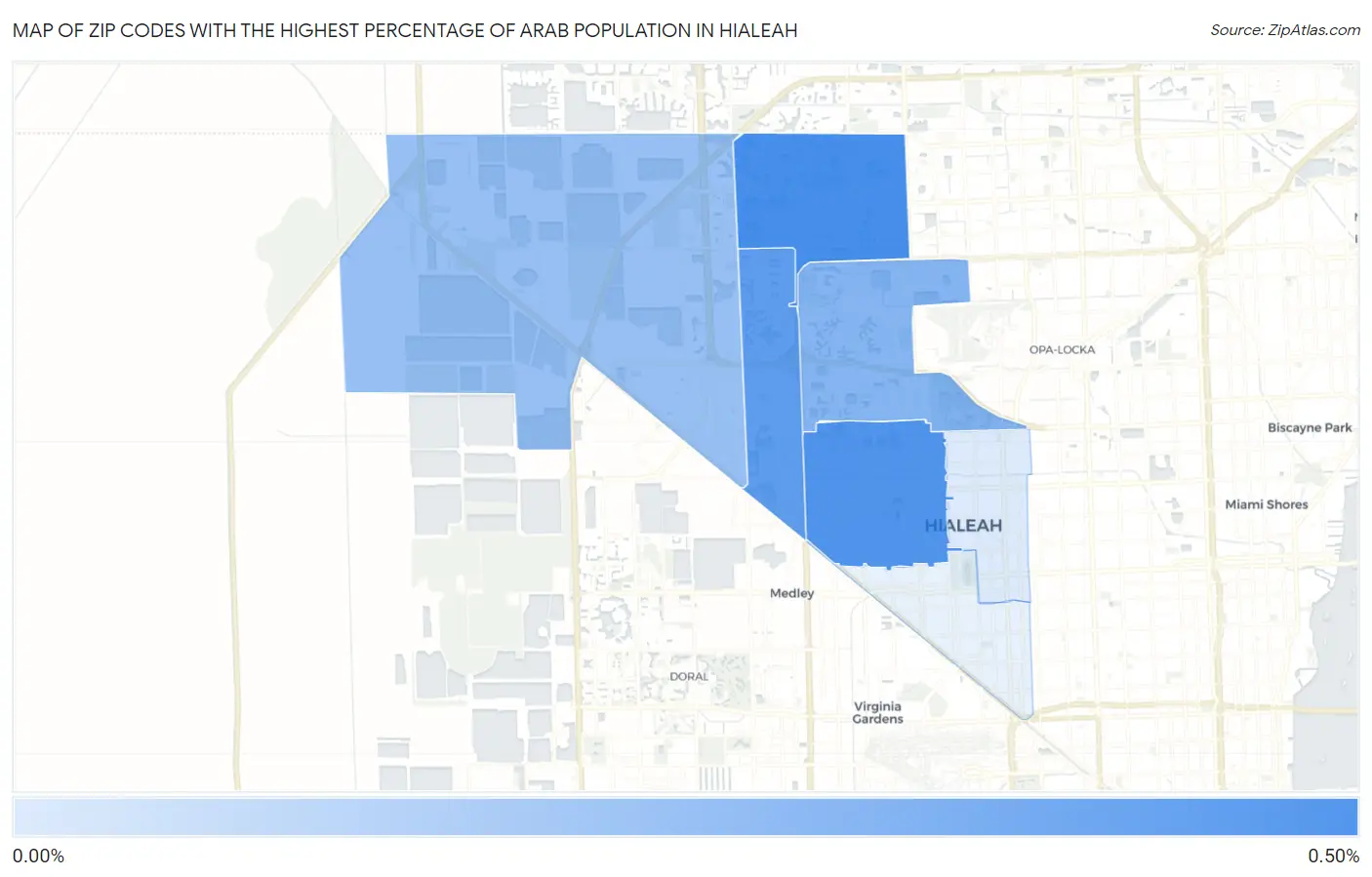 Zip Codes with the Highest Percentage of Arab Population in Hialeah Map