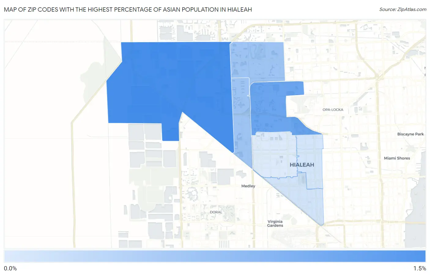 Zip Codes with the Highest Percentage of Asian Population in Hialeah Map