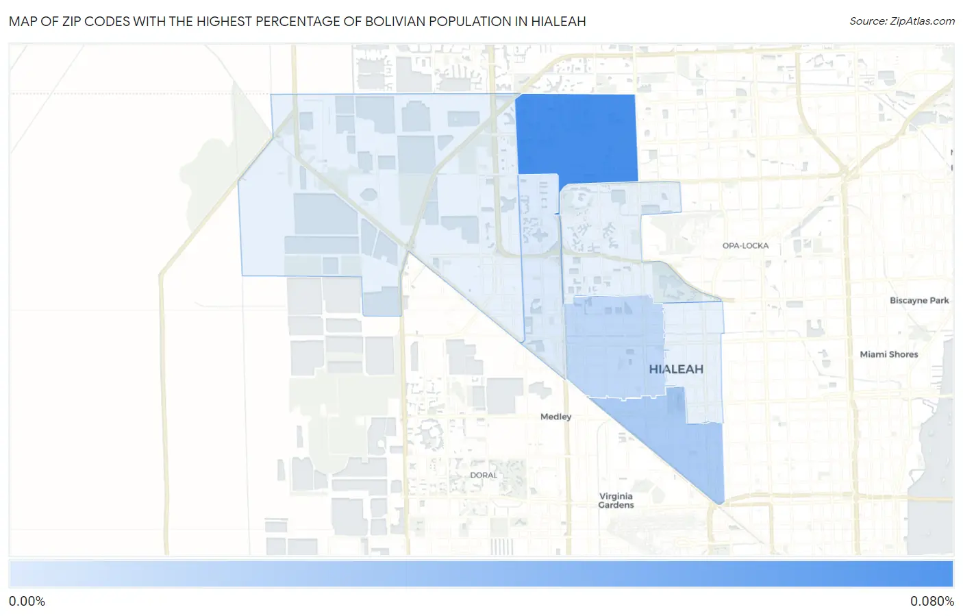 Zip Codes with the Highest Percentage of Bolivian Population in Hialeah Map