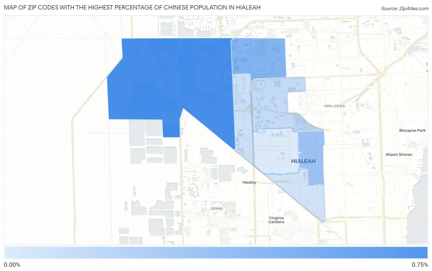Zip Codes with the Highest Percentage of Chinese Population in Hialeah Map