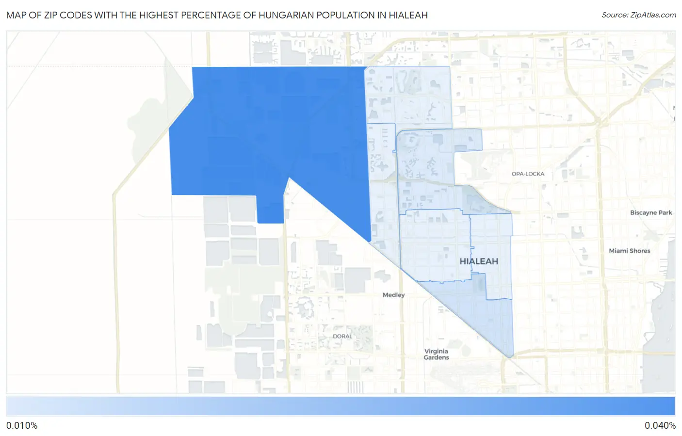 Zip Codes with the Highest Percentage of Hungarian Population in Hialeah Map