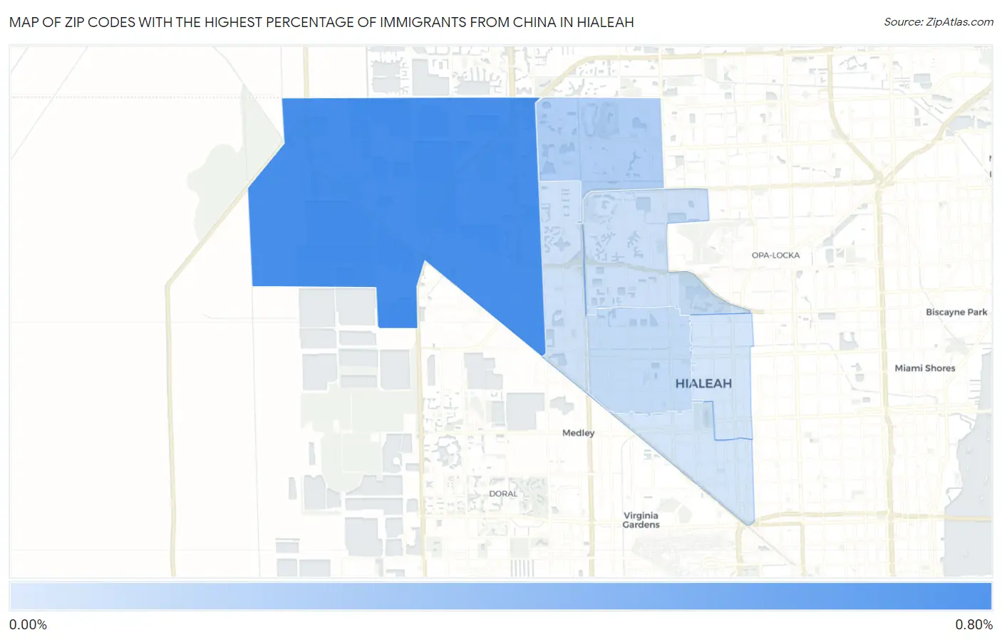 Zip Codes with the Highest Percentage of Immigrants from China in Hialeah Map