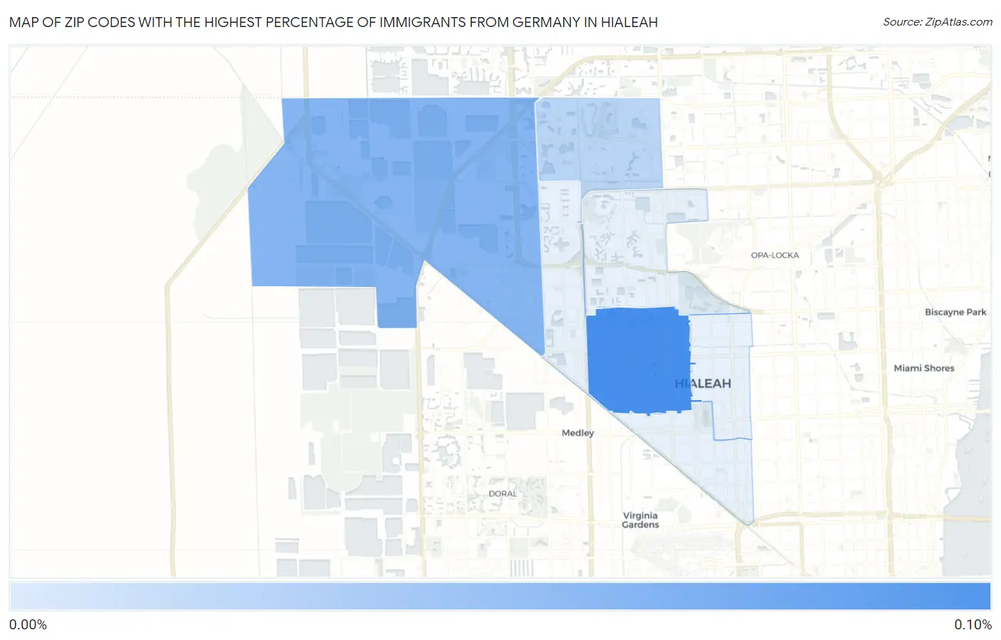 Zip Codes with the Highest Percentage of Immigrants from Germany in Hialeah Map