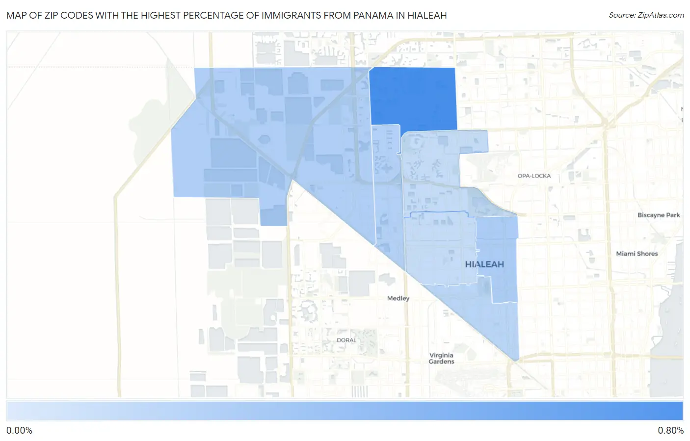Zip Codes with the Highest Percentage of Immigrants from Panama in Hialeah Map