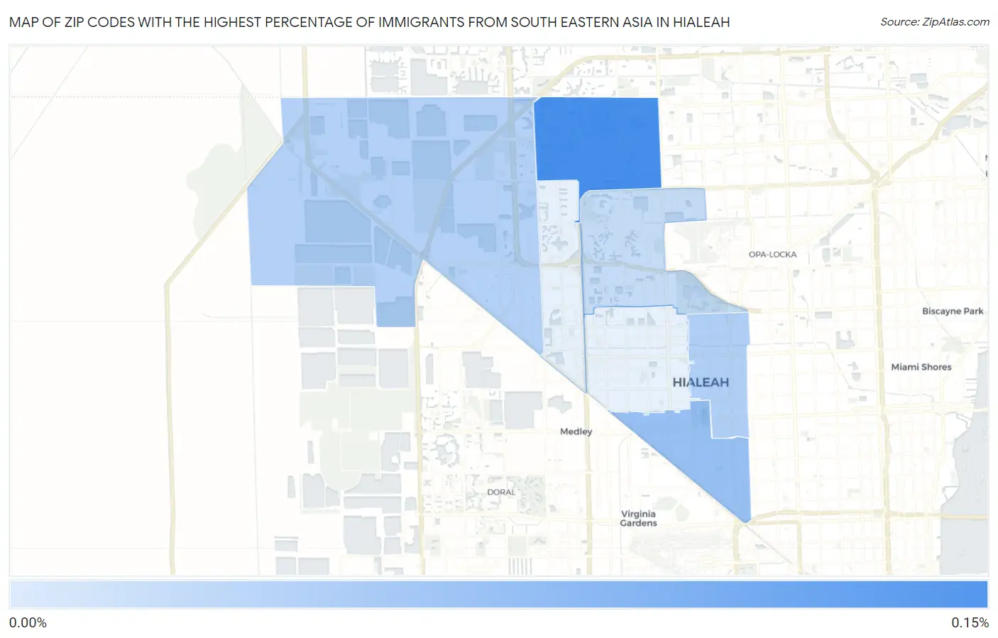 Zip Codes with the Highest Percentage of Immigrants from South Eastern Asia in Hialeah Map