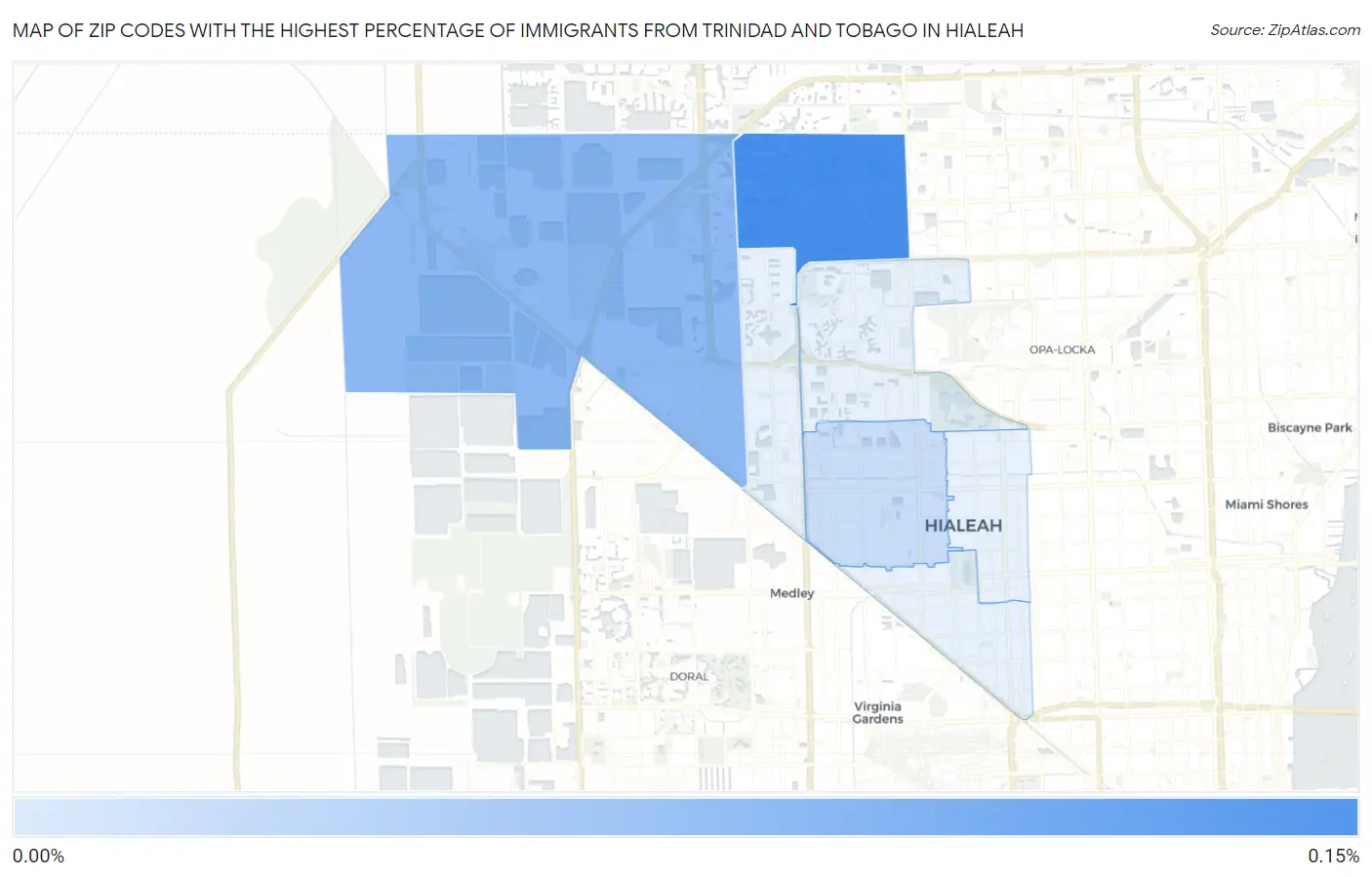 Zip Codes with the Highest Percentage of Immigrants from Trinidad and Tobago in Hialeah Map