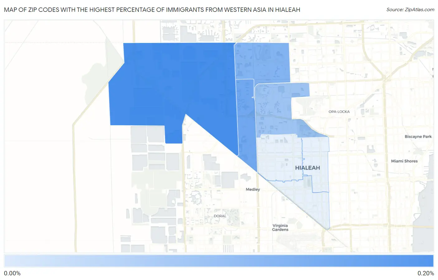 Zip Codes with the Highest Percentage of Immigrants from Western Asia in Hialeah Map