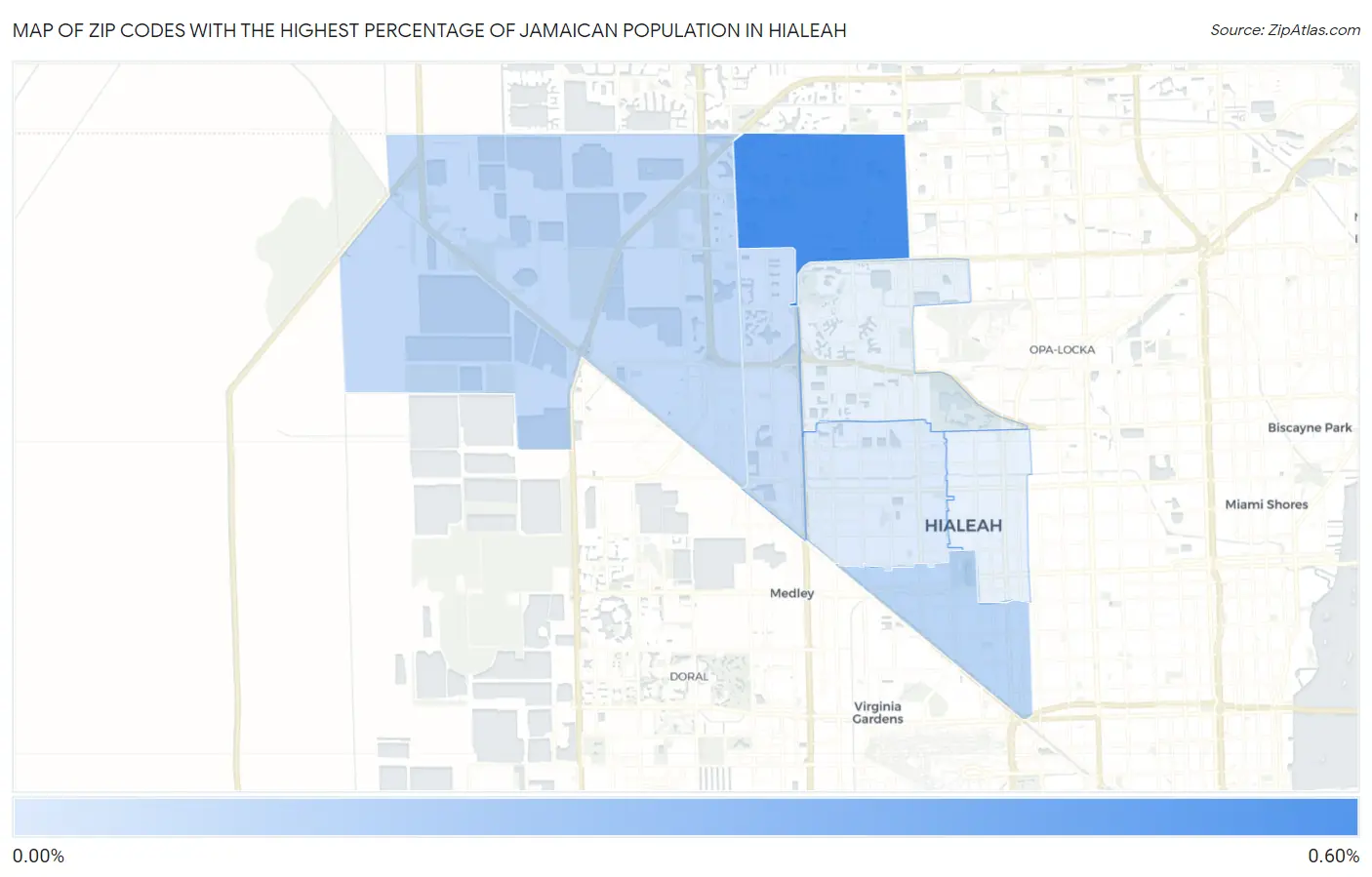 Zip Codes with the Highest Percentage of Jamaican Population in Hialeah Map
