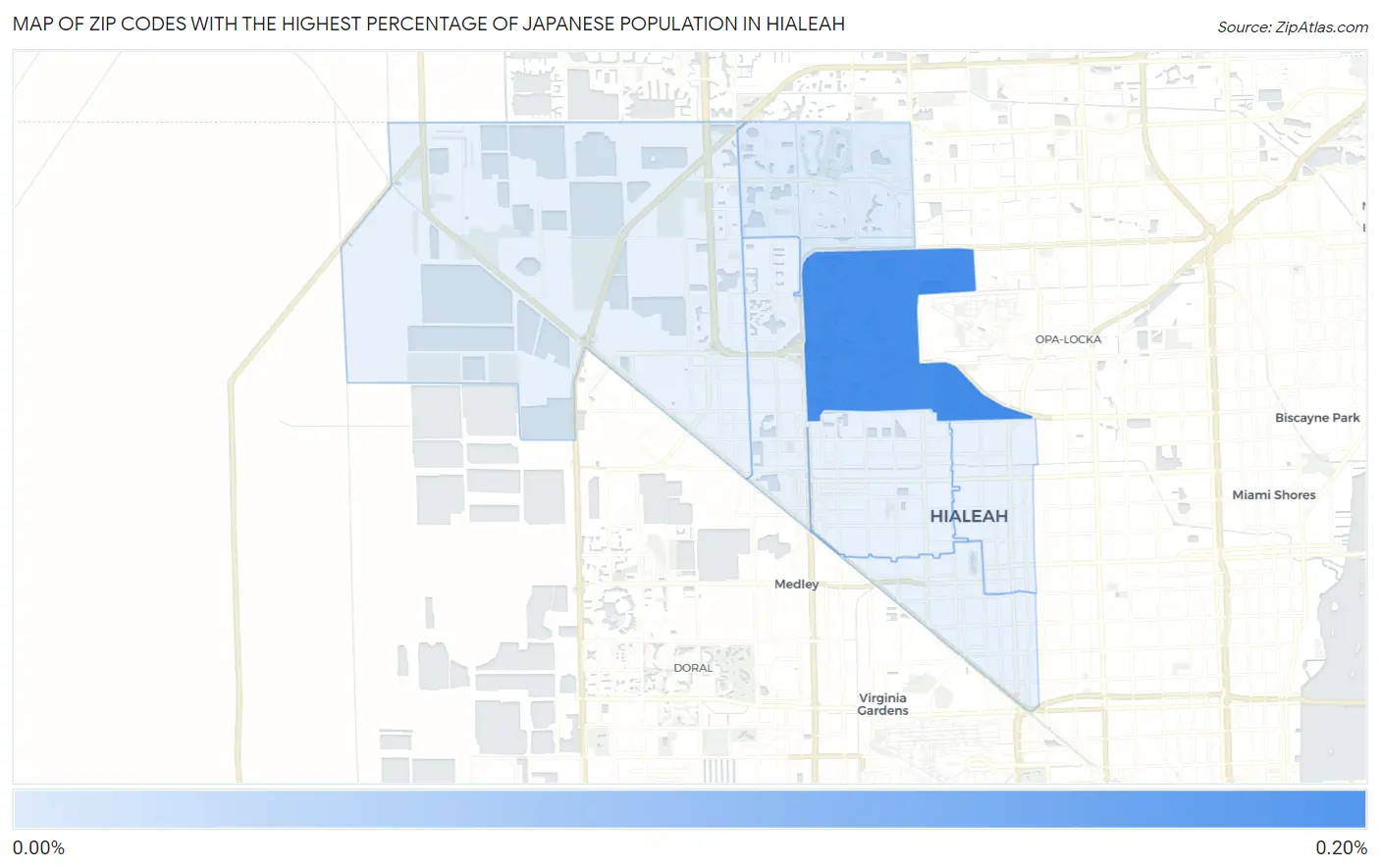 Zip Codes with the Highest Percentage of Japanese Population in Hialeah Map