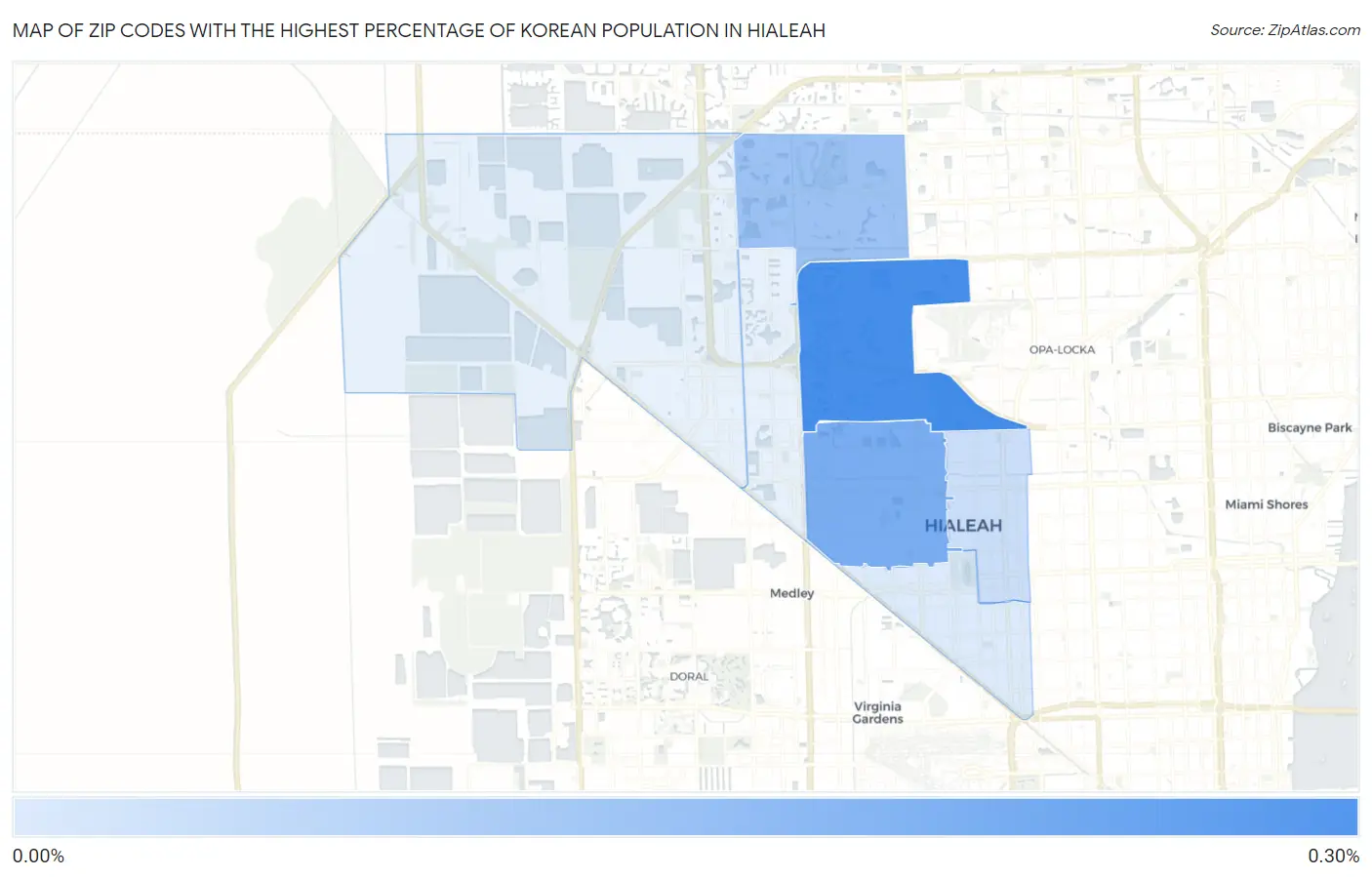 Zip Codes with the Highest Percentage of Korean Population in Hialeah Map