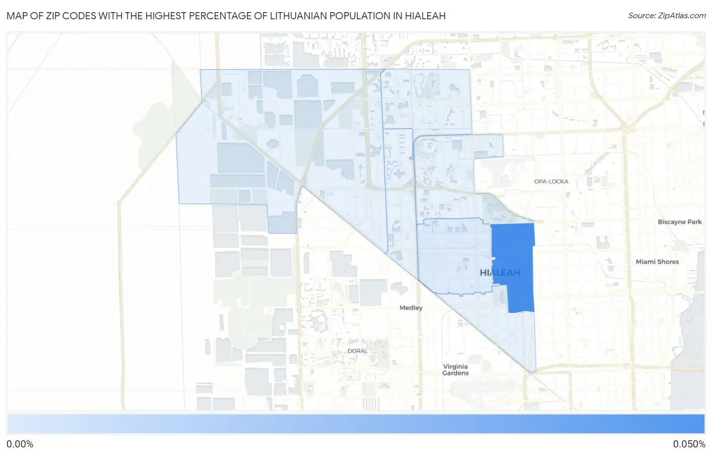 Zip Codes with the Highest Percentage of Lithuanian Population in Hialeah Map