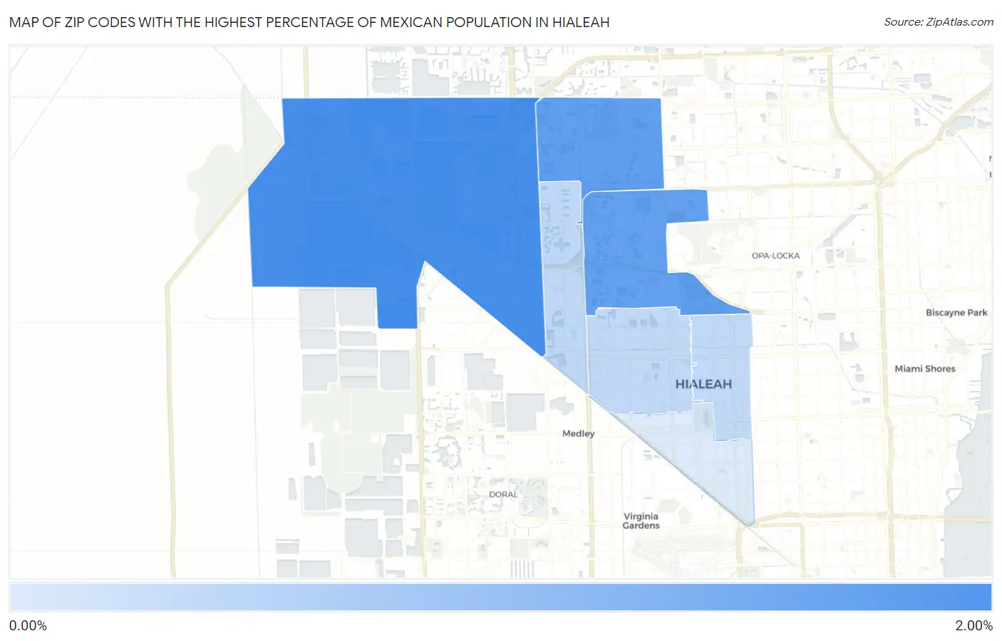 Zip Codes with the Highest Percentage of Mexican Population in Hialeah Map