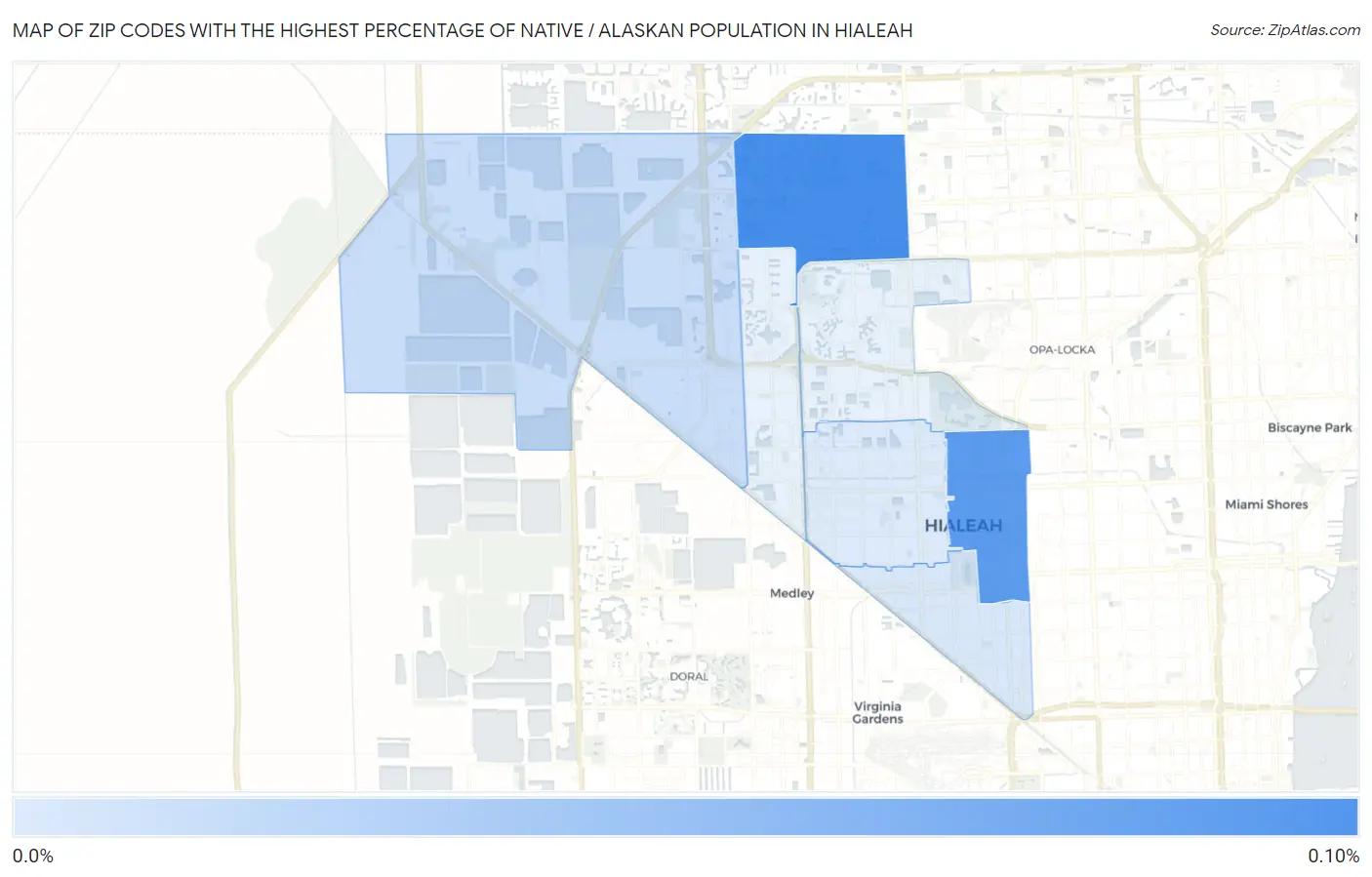 Zip Codes with the Highest Percentage of Native / Alaskan Population in Hialeah Map