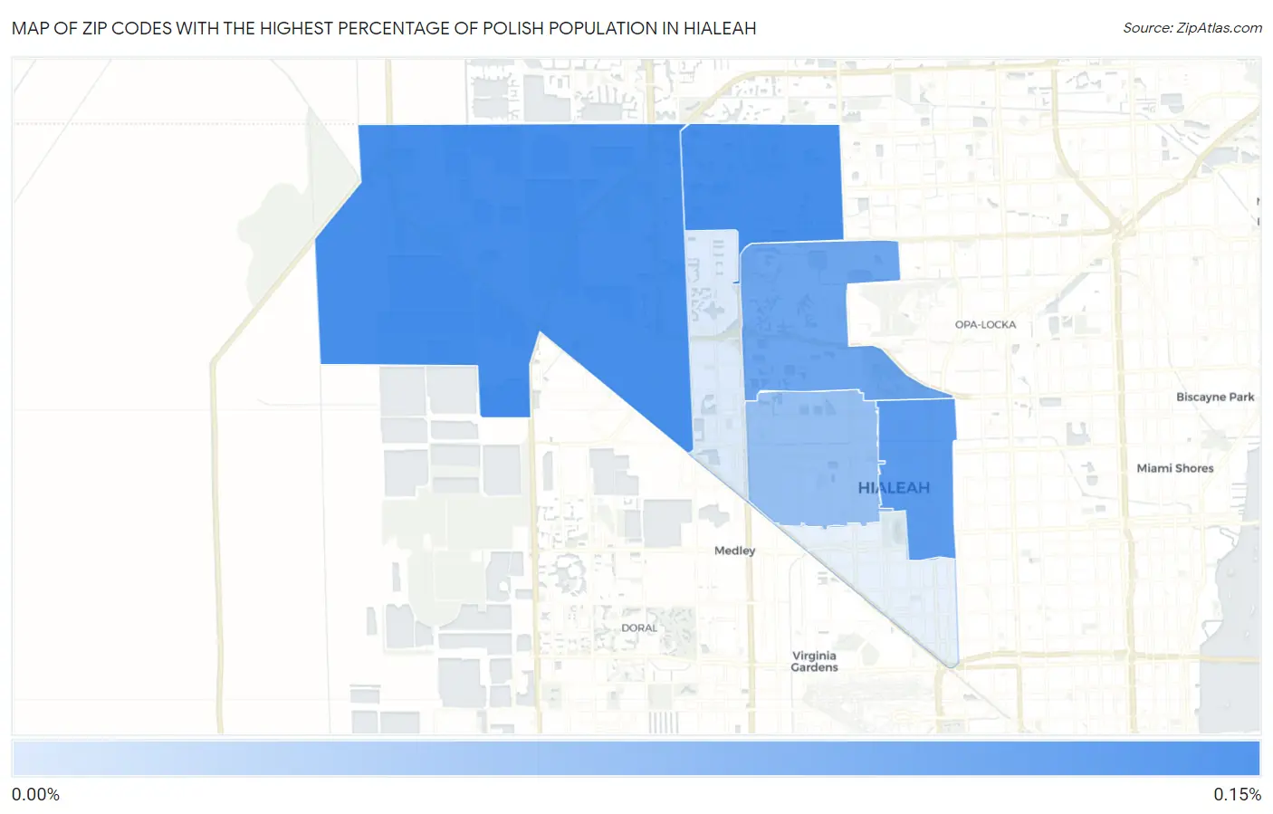 Zip Codes with the Highest Percentage of Polish Population in Hialeah Map
