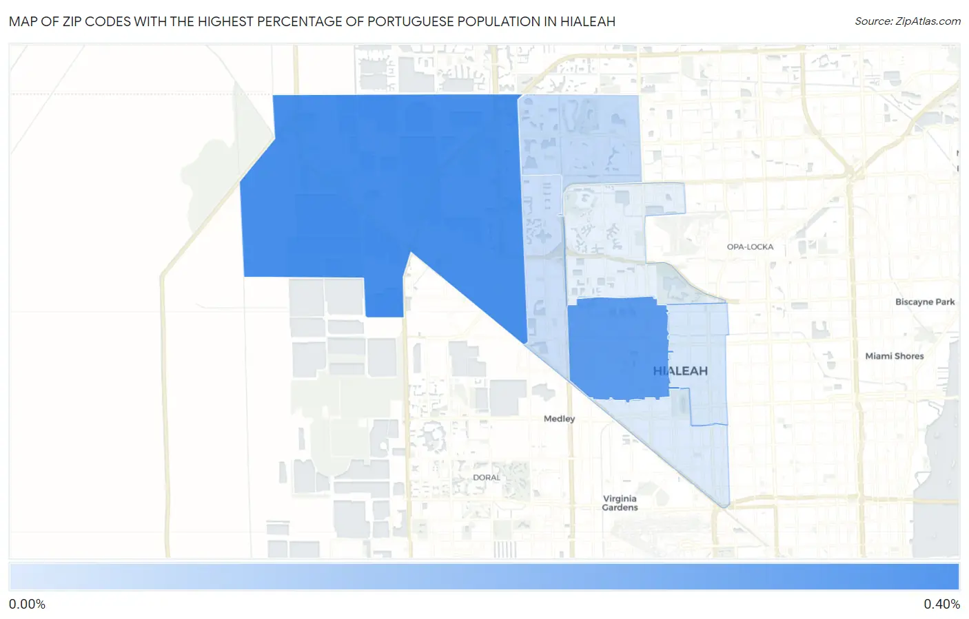 Zip Codes with the Highest Percentage of Portuguese Population in Hialeah Map