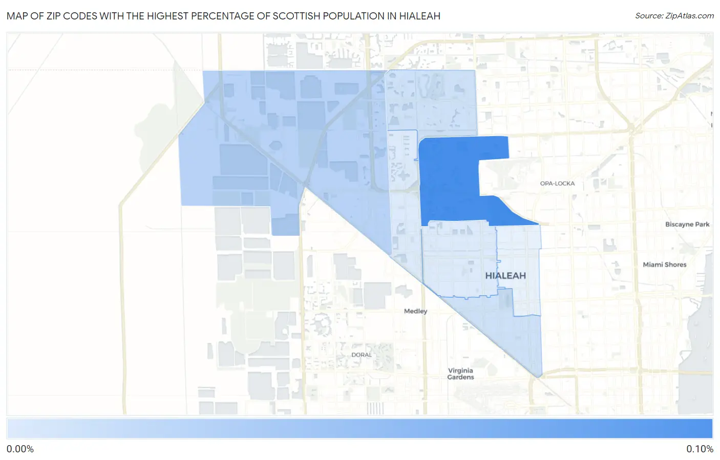 Zip Codes with the Highest Percentage of Scottish Population in Hialeah Map