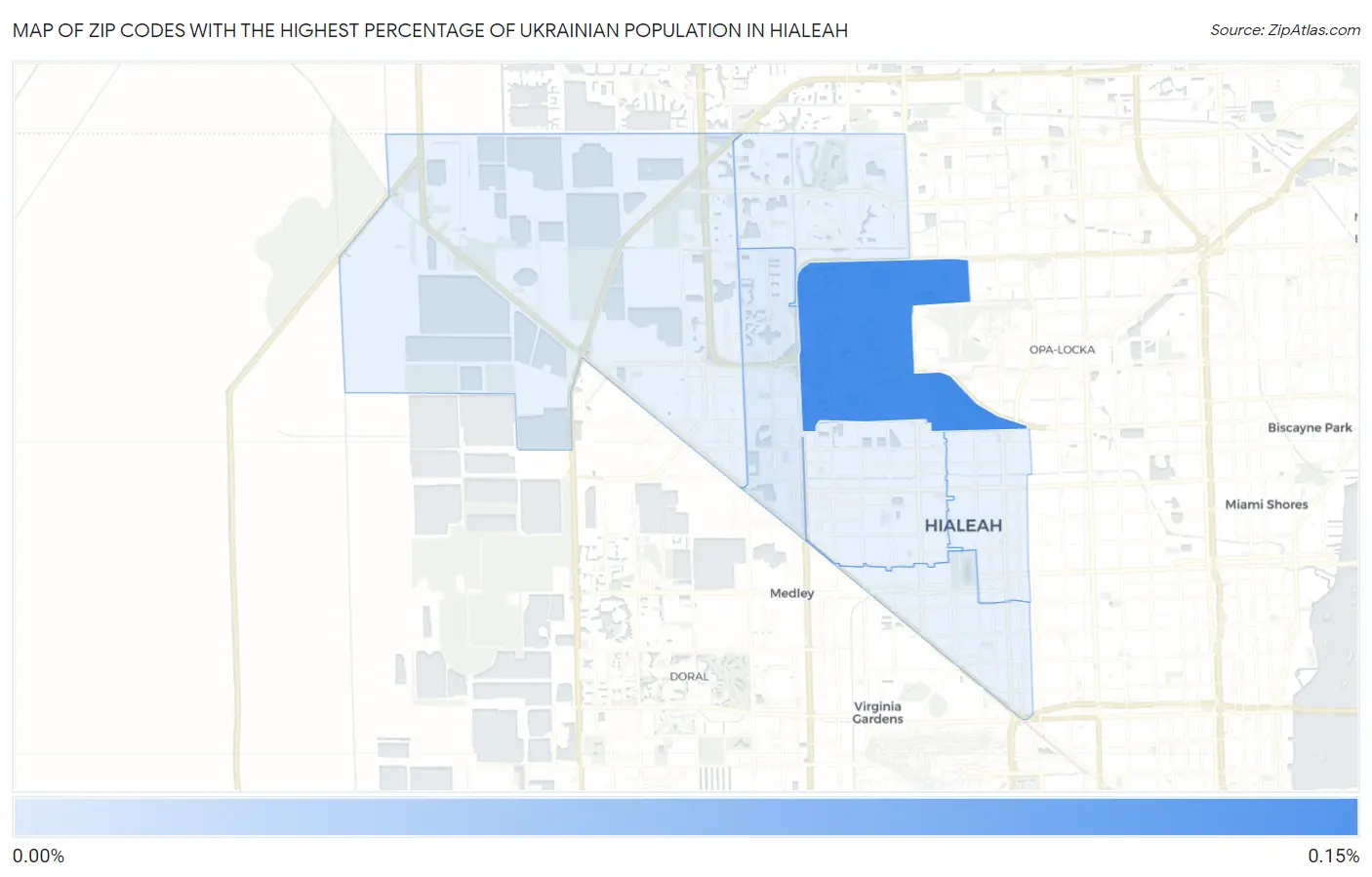 Zip Codes with the Highest Percentage of Ukrainian Population in Hialeah Map