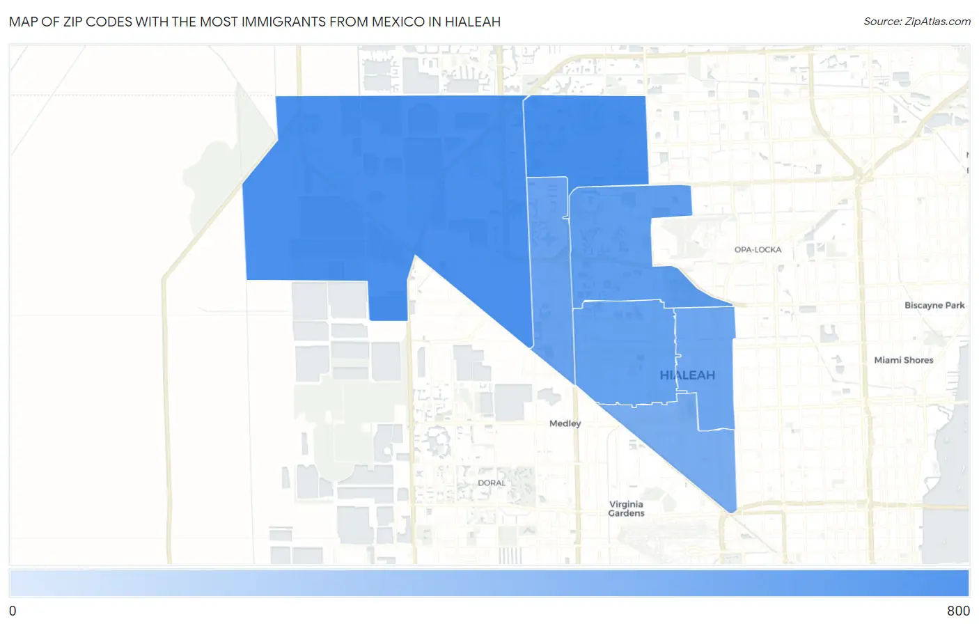 Zip Codes with the Most Immigrants from Mexico in Hialeah Map