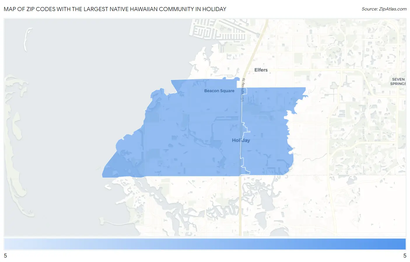 Zip Codes with the Largest Native Hawaiian Community in Holiday Map