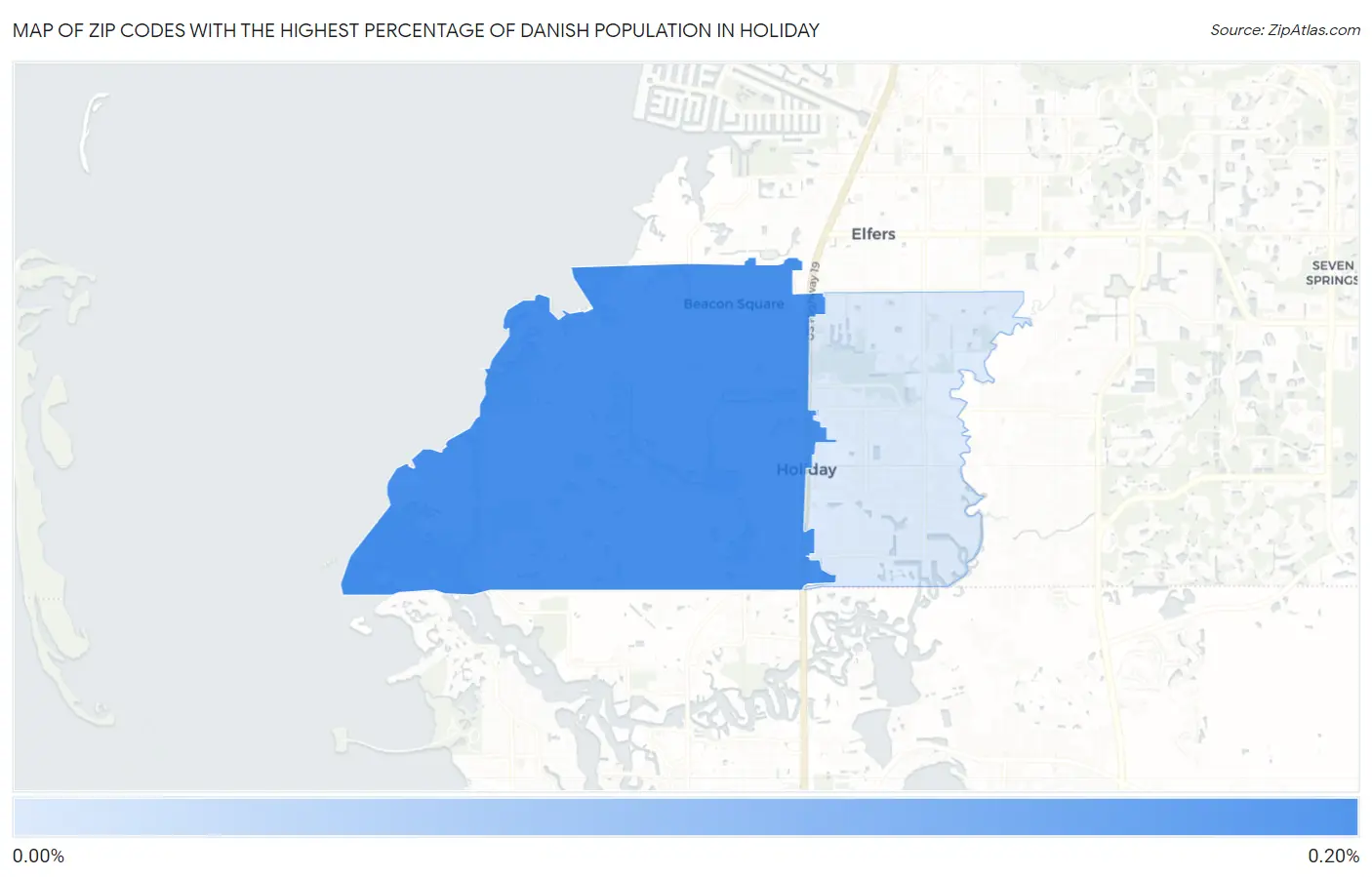 Zip Codes with the Highest Percentage of Danish Population in Holiday Map