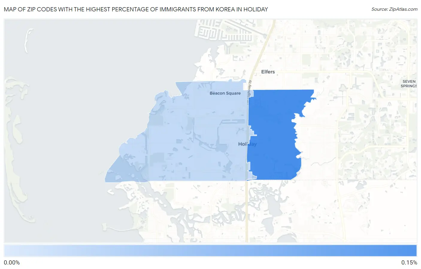 Zip Codes with the Highest Percentage of Immigrants from Korea in Holiday Map