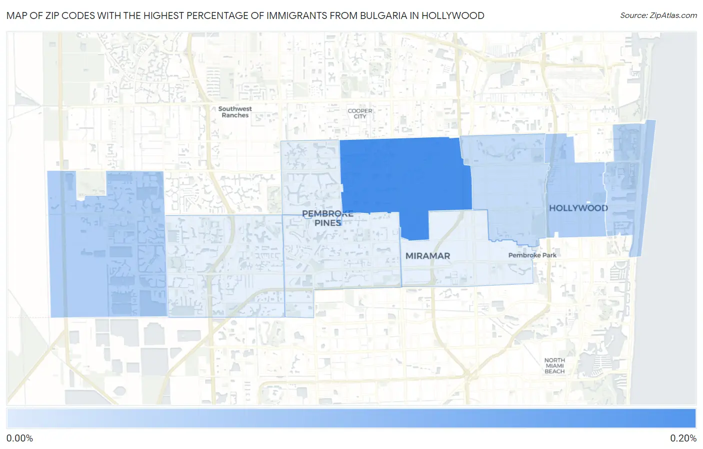 Zip Codes with the Highest Percentage of Immigrants from Bulgaria in Hollywood Map