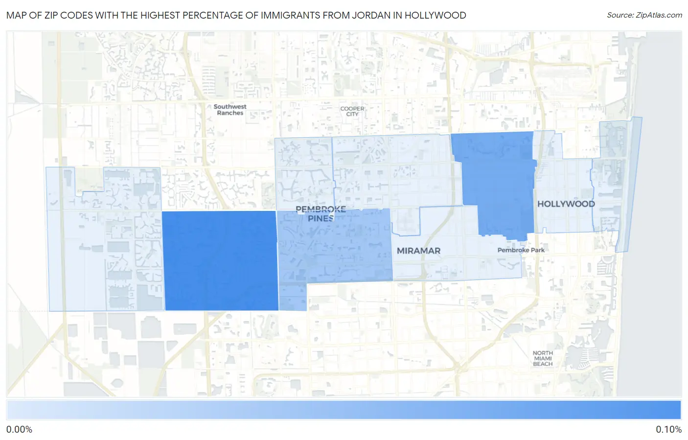 Zip Codes with the Highest Percentage of Immigrants from Jordan in Hollywood Map