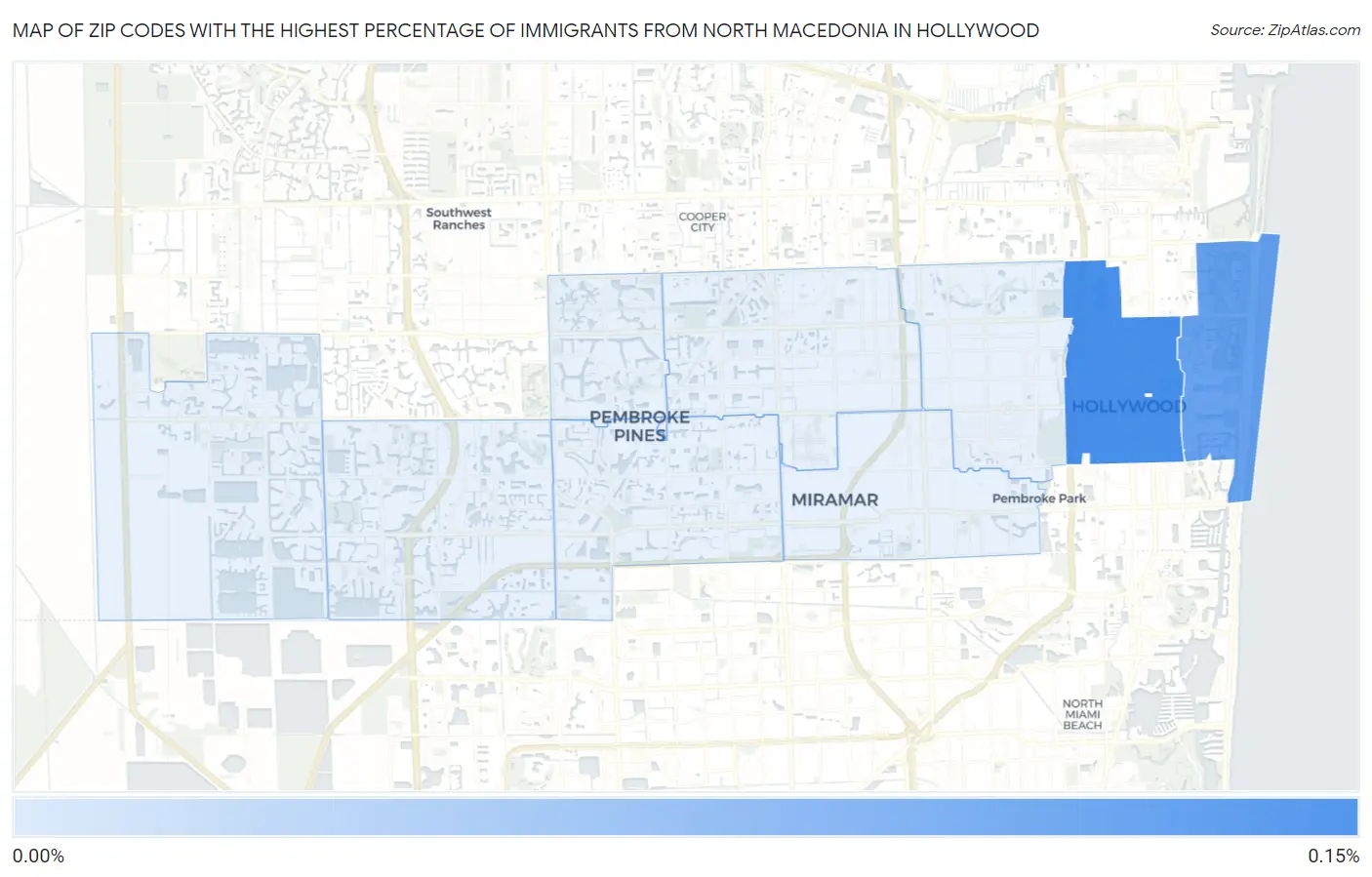Zip Codes with the Highest Percentage of Immigrants from North Macedonia in Hollywood Map