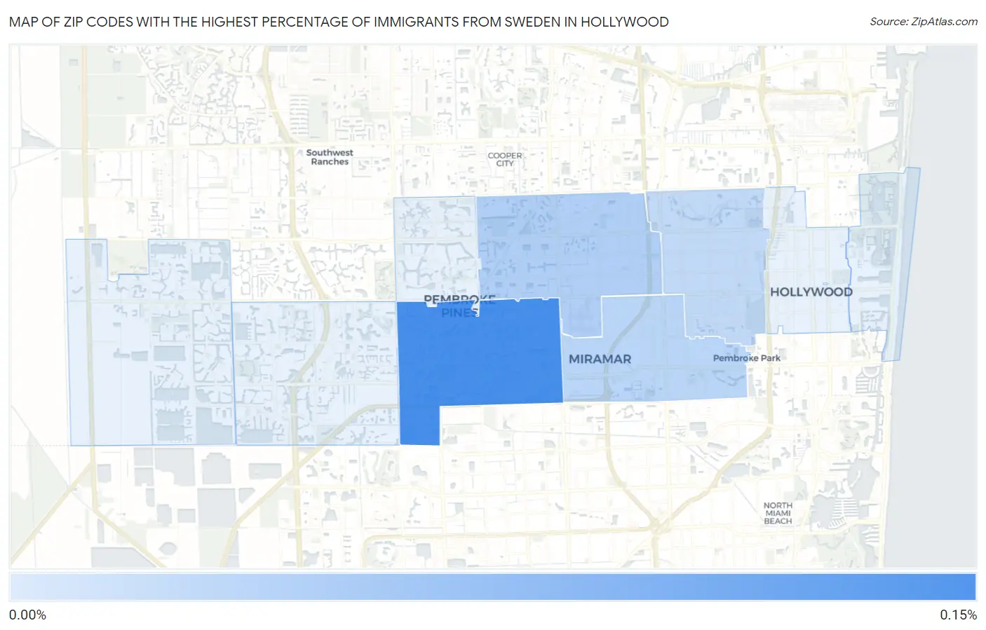 Zip Codes with the Highest Percentage of Immigrants from Sweden in Hollywood Map