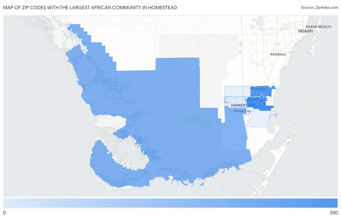 Zip Codes with the Largest African Community in Homestead Map