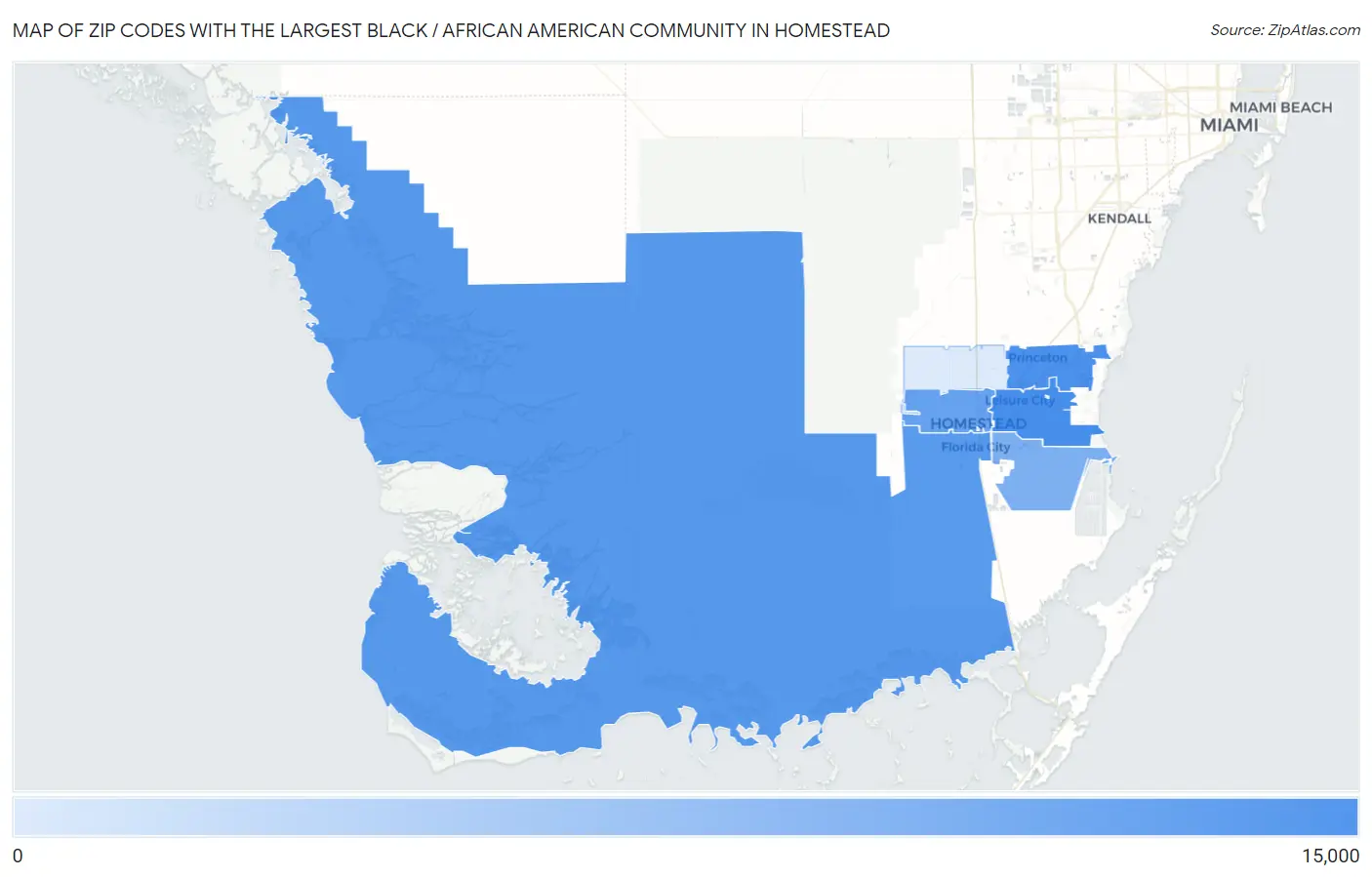 Zip Codes with the Largest Black / African American Community in Homestead Map