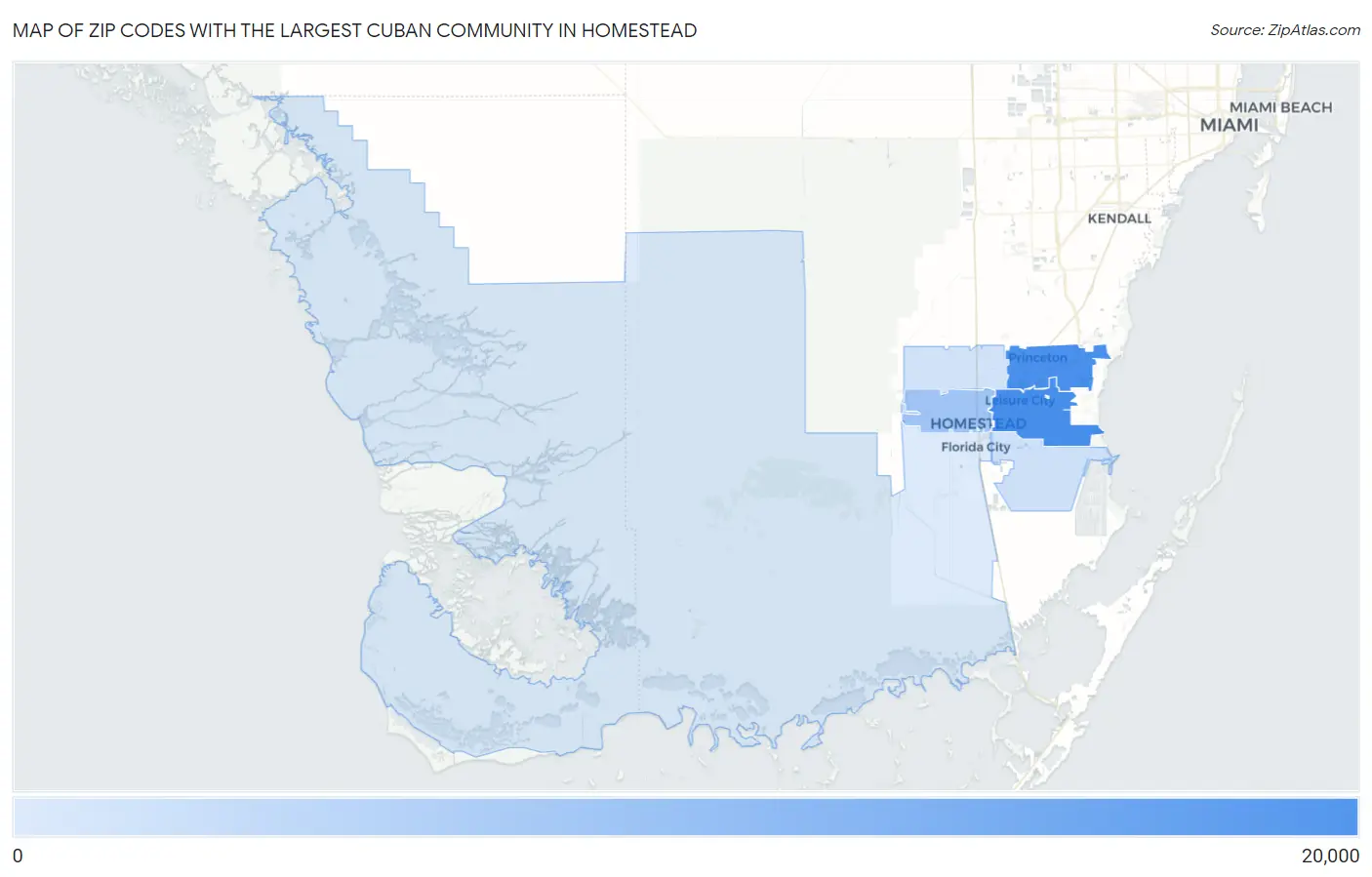 Zip Codes with the Largest Cuban Community in Homestead Map