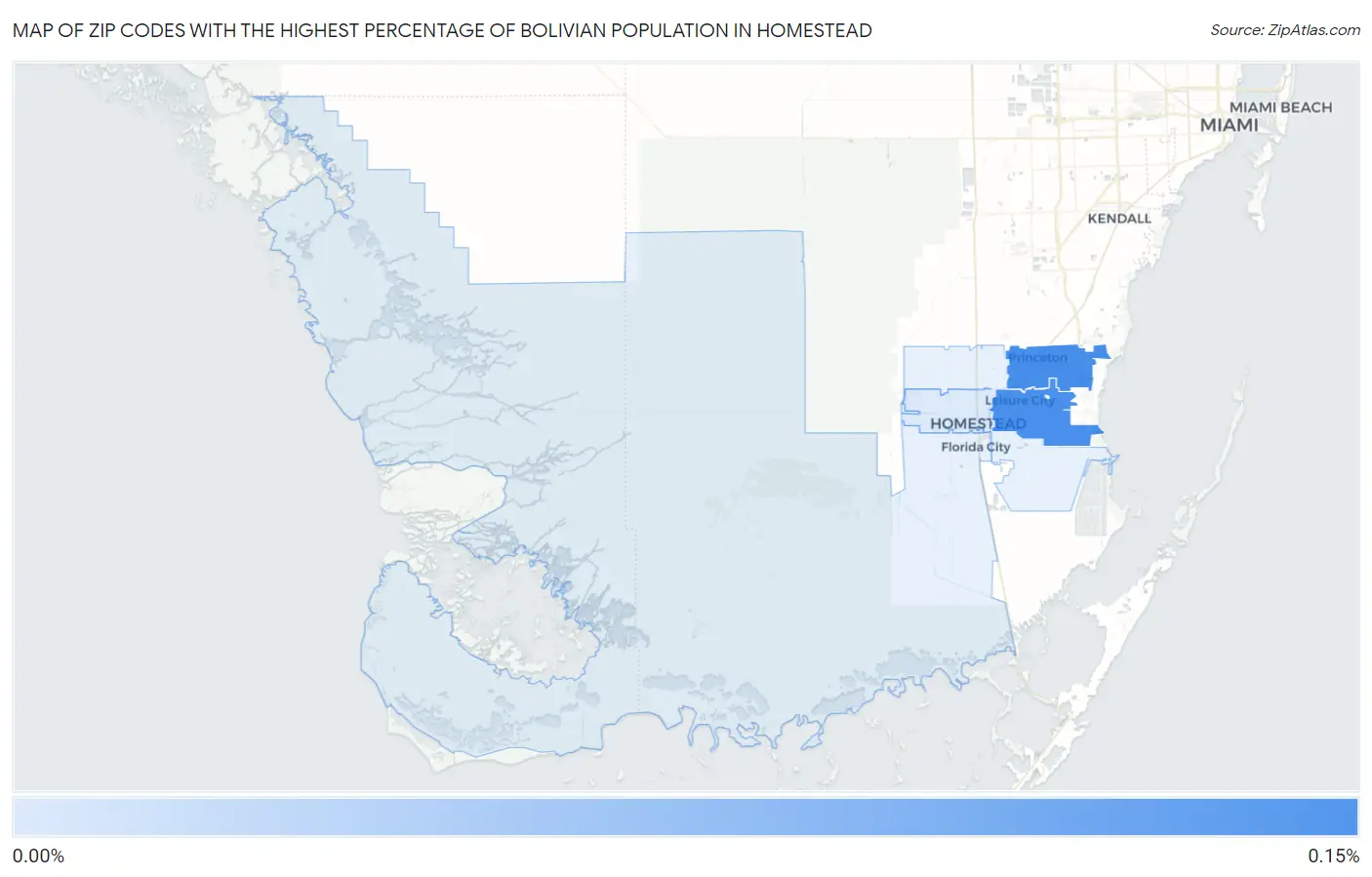 Zip Codes with the Highest Percentage of Bolivian Population in Homestead Map