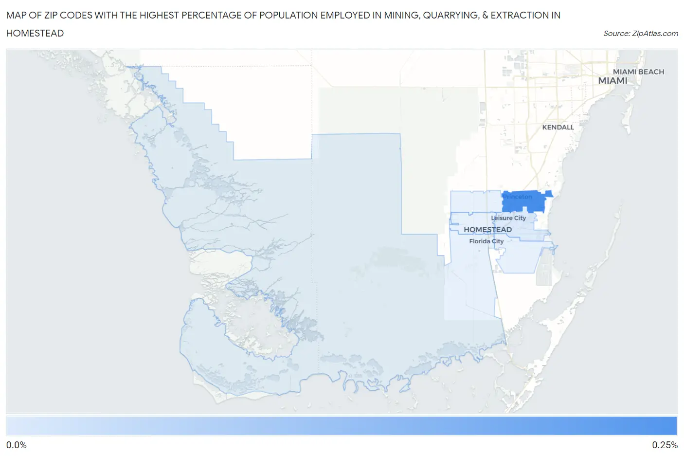Zip Codes with the Highest Percentage of Population Employed in Mining, Quarrying, & Extraction in Homestead Map