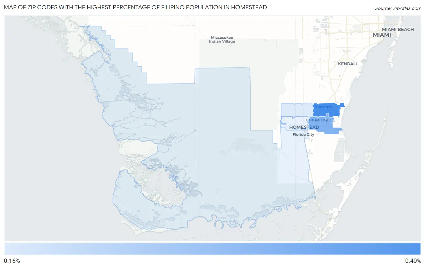 Zip Codes with the Highest Percentage of Filipino Population in Homestead Map