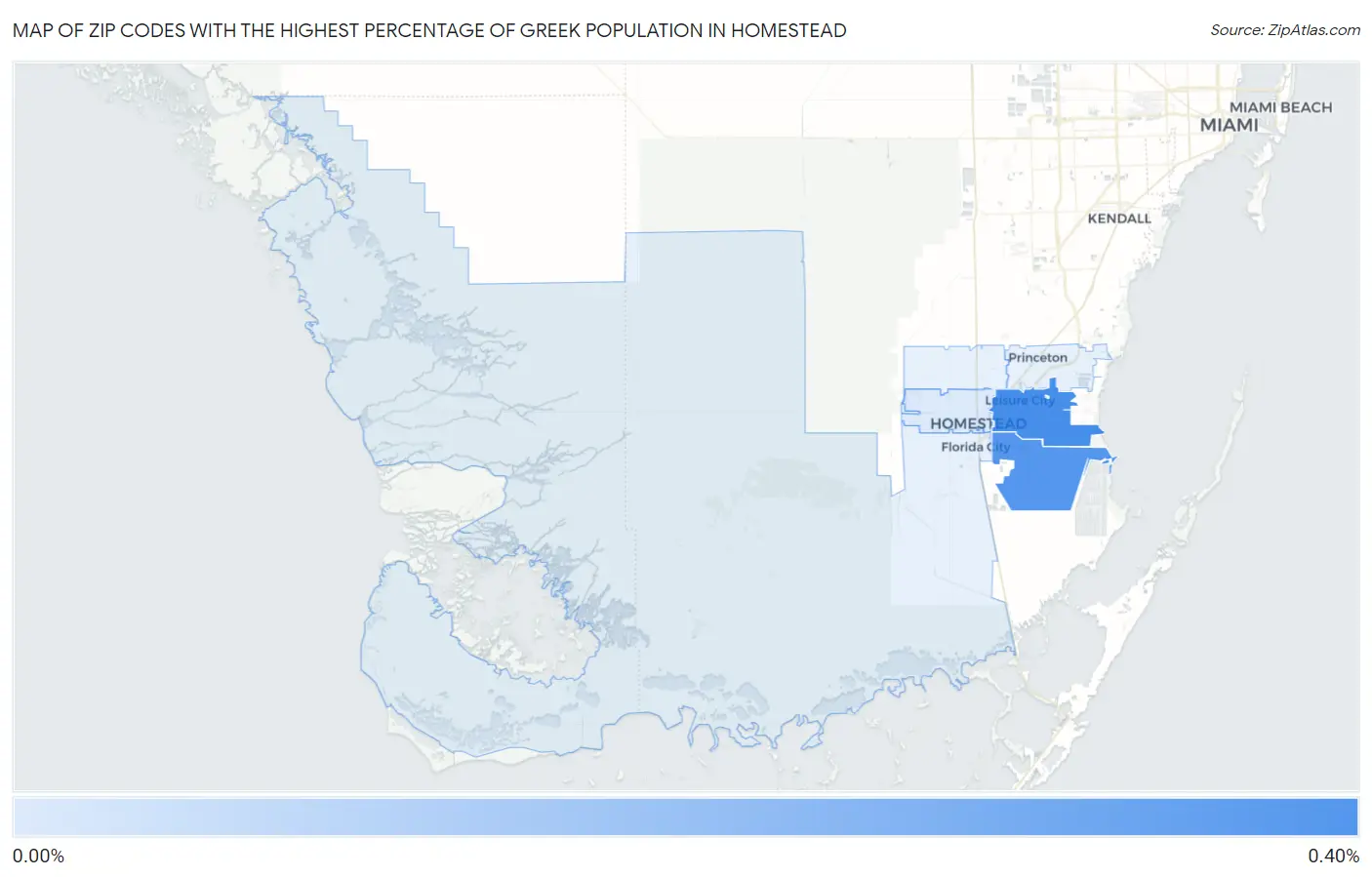 Zip Codes with the Highest Percentage of Greek Population in Homestead Map