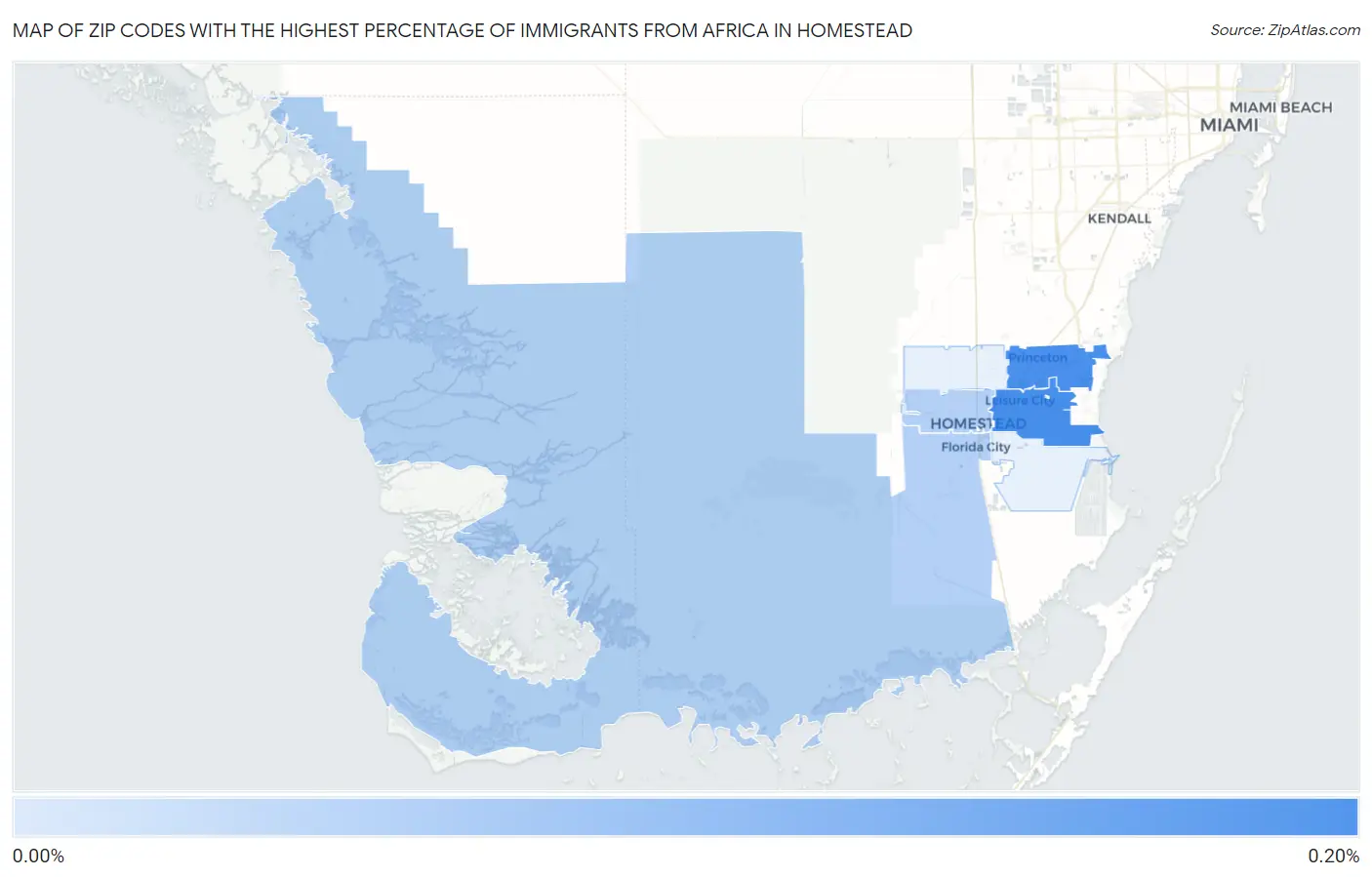 Zip Codes with the Highest Percentage of Immigrants from Africa in Homestead Map