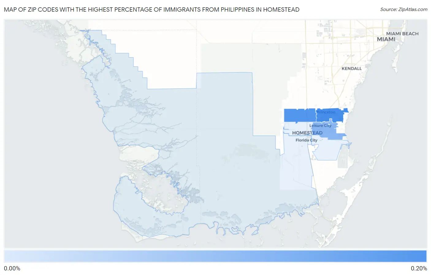 Zip Codes with the Highest Percentage of Immigrants from Philippines in Homestead Map